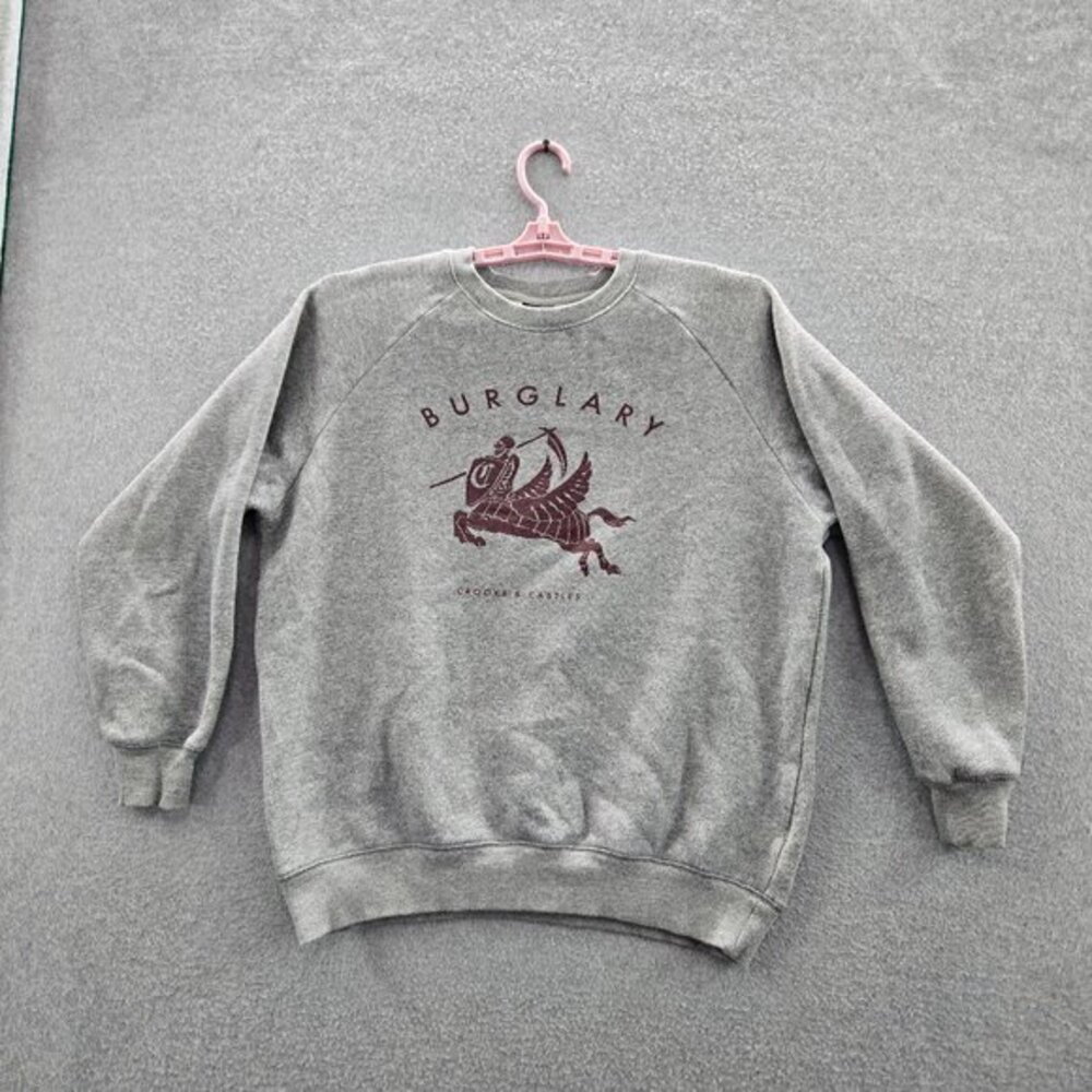 Crooks & Castles Men Sweatshirt L Gray Fleece Pegasus‎ Burglary Streetwear Logo